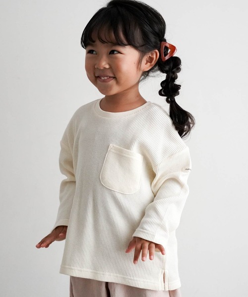 PUPPAPUPO(プッパプーポ)の「長袖 Tシャツ ワッフル(Tシャツ/カットソー・キッズ・ライトカーキ/ベージュ/モカ/アイボリー/ピンクベージュ・130/120/110/100/90/80)」の20枚目の写真