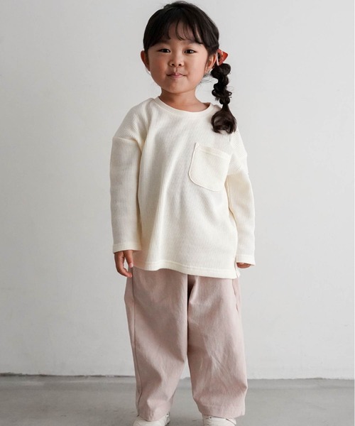 PUPPAPUPO(プッパプーポ)の「長袖 Tシャツ ワッフル(Tシャツ/カットソー・キッズ・ライトカーキ/ベージュ/モカ/アイボリー/ピンクベージュ・130/120/110/100/90/80)」の21枚目の写真