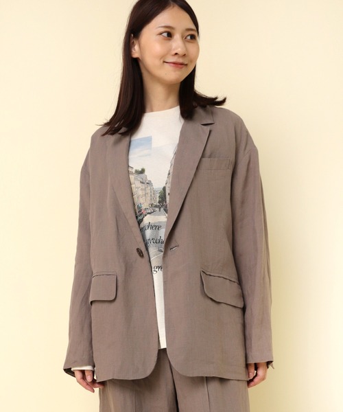 RNA-N（アールエヌエーエヌ）の「J2141 オーガニックリネンテーラードジャケット（テーラードジャケット・レディース・ブラック/グレイッシュベージュ/キナリ・FREE）」の4枚目の写真