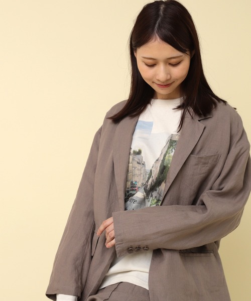 RNA-N（アールエヌエーエヌ）の「J2141 オーガニックリネンテーラードジャケット（テーラードジャケット・レディース・ブラック/グレイッシュベージュ/キナリ・FREE）」の8枚目の写真