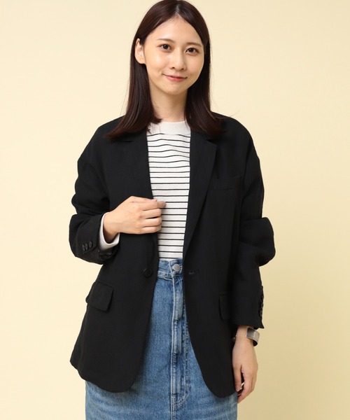 RNA-N（アールエヌエーエヌ）の「J2141 オーガニックリネンテーラードジャケット（テーラードジャケット・レディース・ブラック/グレイッシュベージュ/キナリ・FREE）」の7枚目の写真