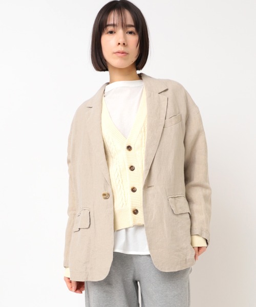 RNA-N（アールエヌエーエヌ）の「J2141 オーガニックリネンテーラードジャケット（テーラードジャケット・レディース・ブラック/グレイッシュベージュ/キナリ・FREE）」の9枚目の写真