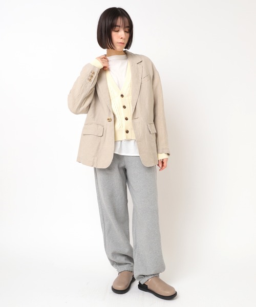 RNA-N（アールエヌエーエヌ）の「J2141 オーガニックリネンテーラードジャケット（テーラードジャケット・レディース・ブラック/グレイッシュベージュ/キナリ・FREE）」の8枚目の写真