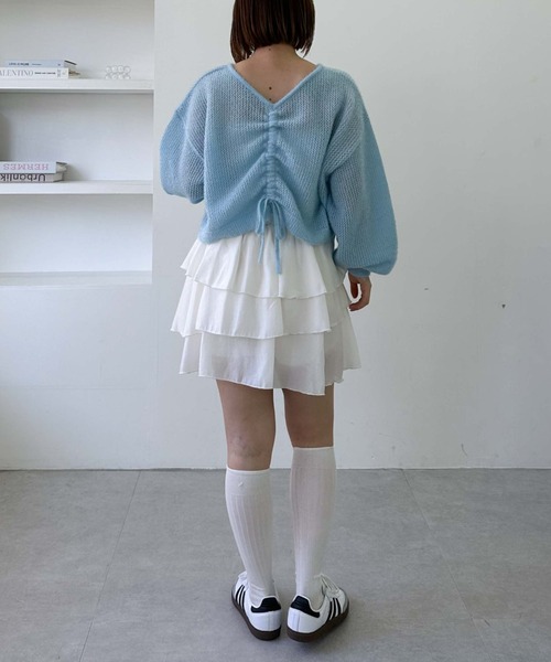 archives（アルシーヴ）の「【25ss/春も着られる/今すぐ着られる】２ｗａｙドロストネコヤーンメッシュニット（ニット/セーター・レディース・グレー/オレンジ/ブルー/アイボリー・MEDIUM）」の14枚目の写真