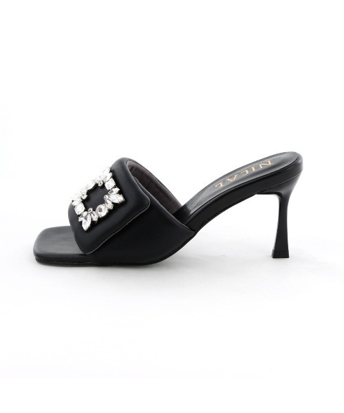 NICAL ビジューデザイン ブラックミュール NICAL ビジュー付き