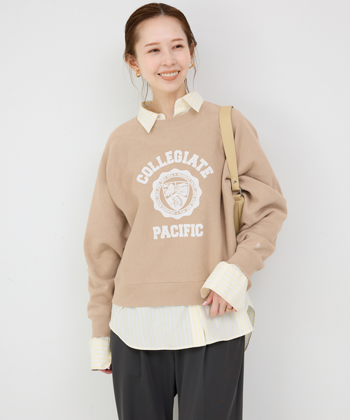 美品SEArieフットボールショートスウェットシャツ セール】Collegiate Pacific SLOBE別注 ショートスウェット