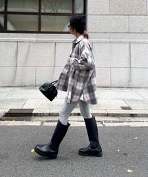 ISOOK | タータンチェックオーバーシャツ(chiica select) / ルーズ丈 長袖 レギュラーカラー ブラウス(シャツ/ブラウス)