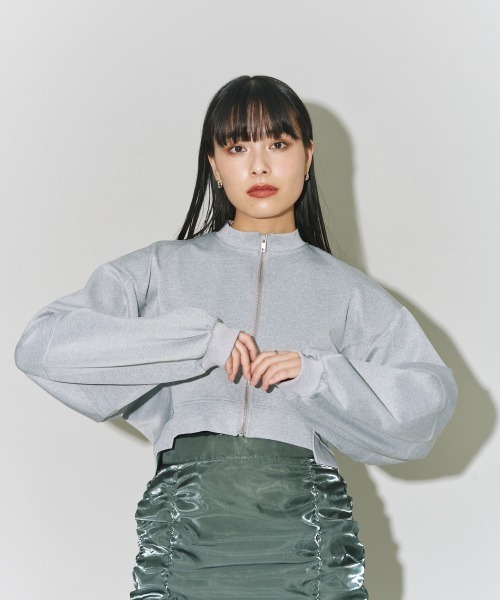 terrace(テラス)の「バルーンスリーブショートジャケット(その他アウター・レディース・ブラック/オフホワイト/杢グレー・MEDIUM)」の3枚目の写真