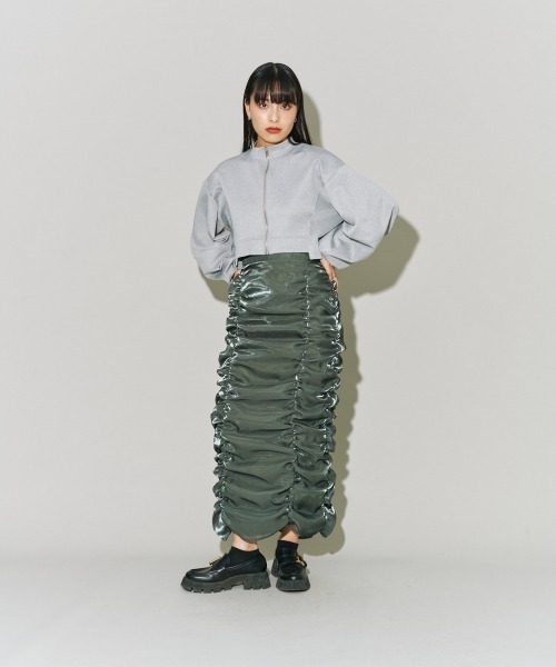 terrace(テラス)の「バルーンスリーブショートジャケット(その他アウター・レディース・ブラック/オフホワイト/杢グレー・MEDIUM)」の5枚目の写真