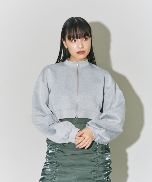 terrace(テラス)の「バルーンスリーブショートジャケット(その他アウター・レディース・ブラック/オフホワイト/杢グレー・MEDIUM)」の4枚目の写真