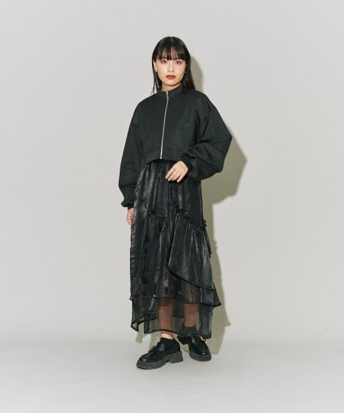 terrace(テラス)の「バルーンスリーブショートジャケット(その他アウター・レディース・ブラック/オフホワイト/杢グレー・MEDIUM)」の14枚目の写真