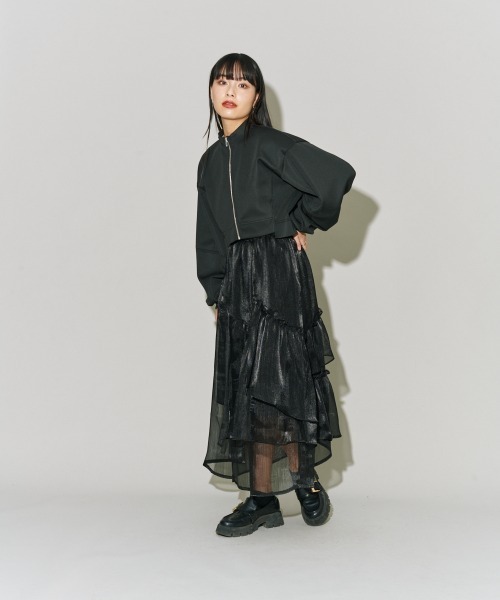 terrace(テラス)の「バルーンスリーブショートジャケット(その他アウター・レディース・ブラック/オフホワイト/杢グレー・MEDIUM)」の15枚目の写真