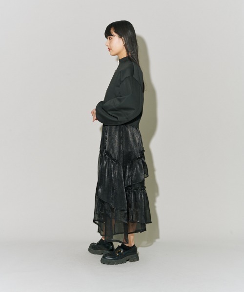 terrace(テラス)の「バルーンスリーブショートジャケット(その他アウター・レディース・ブラック/オフホワイト/杢グレー・MEDIUM)」の16枚目の写真