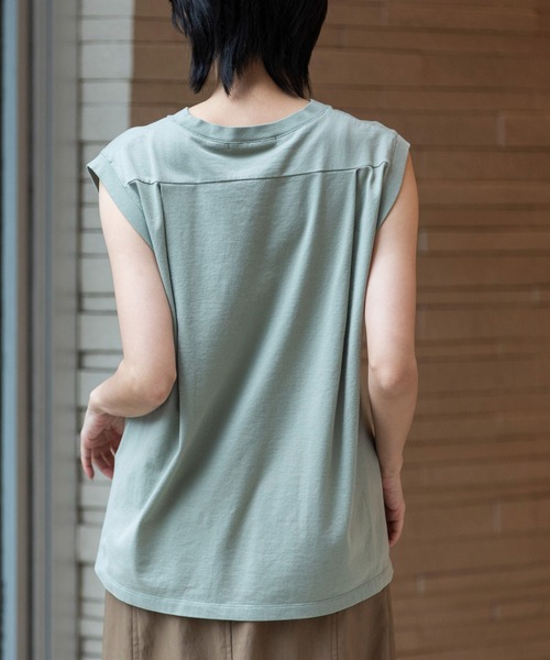 Munich（ミューニック）の「スリーブレスロゴプリントＴシャツ（Tシャツ/カットソー・レディース・モカ/ホワイト/ダークグレー/ライトカーキ・FREE）」の8枚目の写真