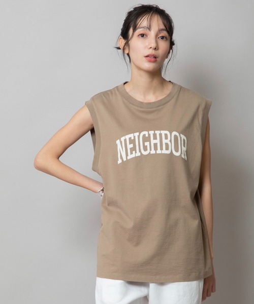 Munich（ミューニック）の「スリーブレスロゴプリントＴシャツ（Tシャツ/カットソー・レディース・モカ/ホワイト/ダークグレー/ライトカーキ・FREE）」の21枚目の写真