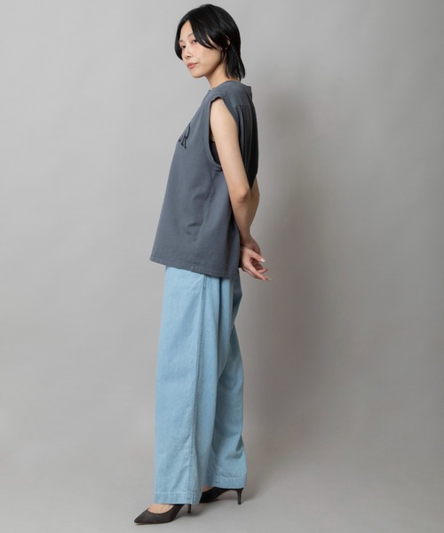 Munich（ミューニック）の「スリーブレスロゴプリントＴシャツ（Tシャツ/カットソー・レディース・モカ/ホワイト/ダークグレー/ライトカーキ・FREE）」の15枚目の写真