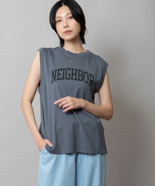 Munich（ミューニック）の「スリーブレスロゴプリントＴシャツ（Tシャツ/カットソー・レディース・モカ/ホワイト/ダークグレー/ライトカーキ・FREE）」の19枚目の写真