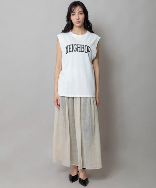 Munich（ミューニック）の「スリーブレスロゴプリントＴシャツ（Tシャツ/カットソー・レディース・モカ/ホワイト/ダークグレー/ライトカーキ・FREE）」の20枚目の写真