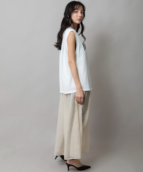 Munich（ミューニック）の「スリーブレスロゴプリントＴシャツ（Tシャツ/カットソー・レディース・モカ/ホワイト/ダークグレー/ライトカーキ・FREE）」の10枚目の写真