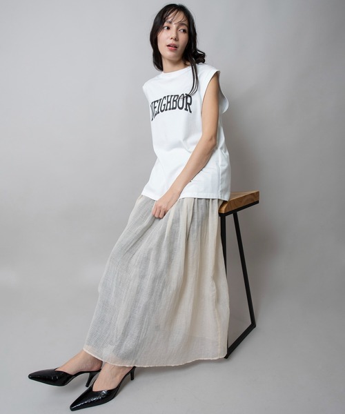 Munich（ミューニック）の「スリーブレスロゴプリントＴシャツ（Tシャツ/カットソー・レディース・モカ/ホワイト/ダークグレー/ライトカーキ・FREE）」の14枚目の写真