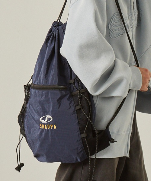 【超ゲリラ】SnapPeace セール】【Snap club】ロゴ刺繍 ナイロン ダブルドローコード