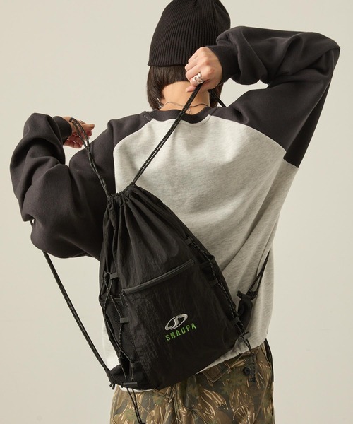 セール】【Snap club】ロゴ刺繍 ナイロン ダブルドローコード