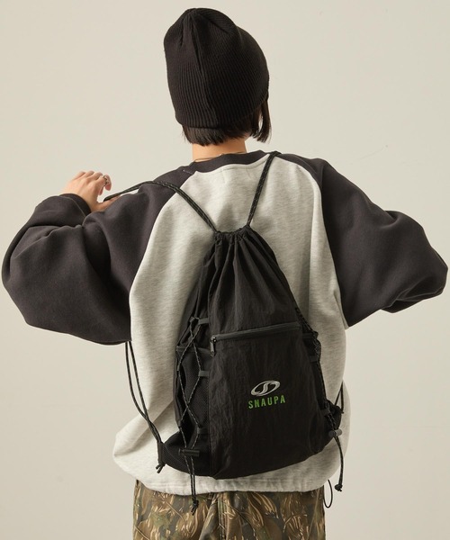 セール】【Snap club】ロゴ刺繍 ナイロン ダブルドローコード