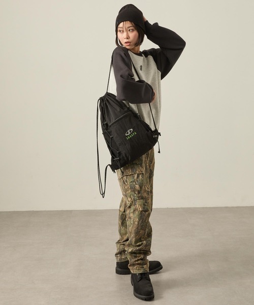 セール】【Snap club】ロゴ刺繍 ナイロン ダブルドローコード