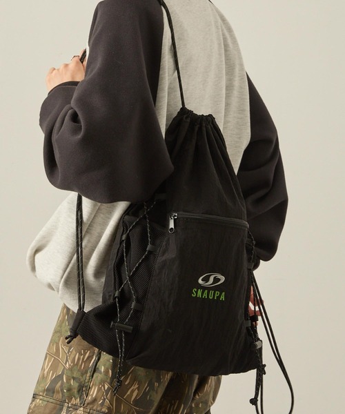 セール】【Snap club】ロゴ刺繍 ナイロン ダブルドローコード