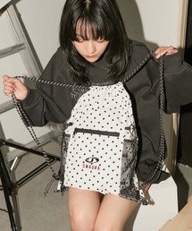 Snap club（スナップクラブ）の「【Snap club】ロゴ刺繍 ナイロン ダブルドローコード ナップサック（バックパック/リュック）」