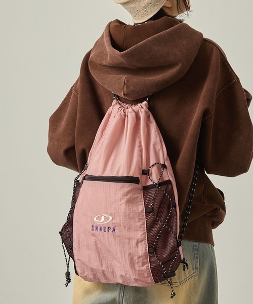 セール】【Snap club】ロゴ刺繍 ナイロン ダブルドローコード