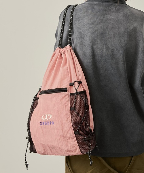 セール】【Snap club】ロゴ刺繍 ナイロン ダブルドローコード