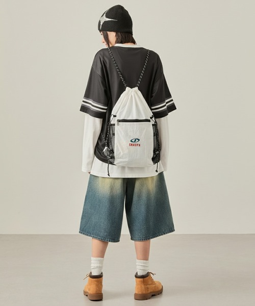 【超ゲリラ】SnapPeace セール】【Snap club】ロゴ刺繍 ナイロン ダブルドローコード