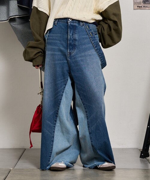 etsinta（エシンタ）の「【etsinta/エシンタ】リメイクサス付きデニム（デニムパンツ・レディース・インディゴブルー・ONE SIZE）」の19枚目の写真