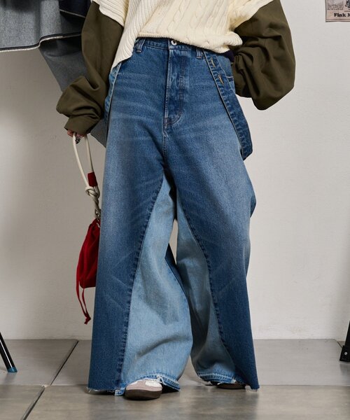 etsinta（エシンタ）の「【etsinta/エシンタ】リメイクサス付きデニム（デニムパンツ・レディース・インディゴブルー・ONE SIZE）」の20枚目の写真