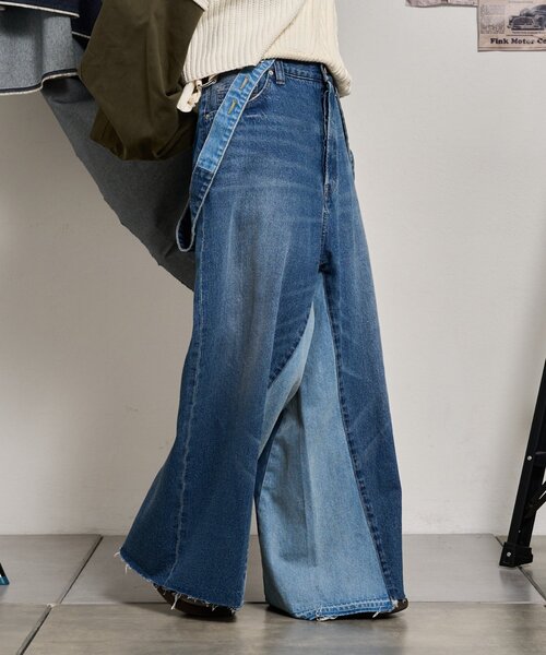 etsinta（エシンタ）の「【etsinta/エシンタ】リメイクサス付きデニム（デニムパンツ・レディース・インディゴブルー・ONE SIZE）」の21枚目の写真