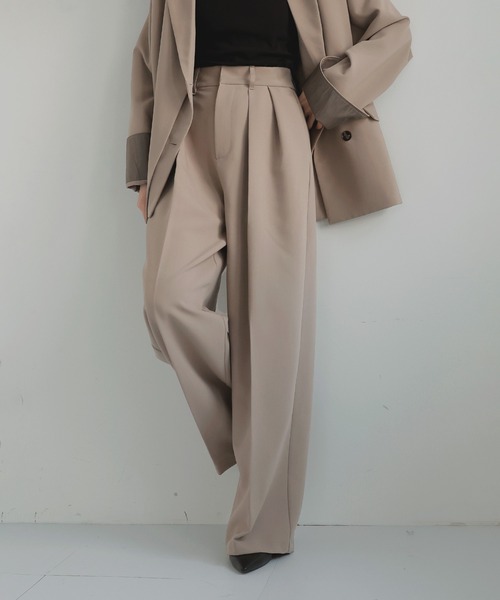 LIAN（リアン）の「ツータックワイドパンツ（スラックス・レディース・ブラック/グレイッシュベージュ/チャコールグレー/モカ/ブラウン・MEDIUM/MT）」の9枚目の写真