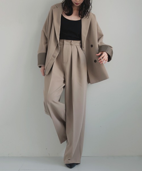 LIAN（リアン）の「ツータックワイドパンツ（スラックス・レディース・ブラック/グレイッシュベージュ/チャコールグレー/モカ/ブラウン・MEDIUM/MT）」の6枚目の写真