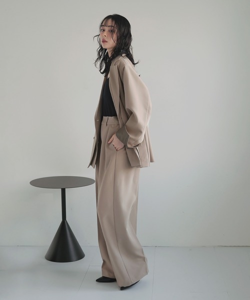 LIAN（リアン）の「ツータックワイドパンツ（スラックス・レディース・ブラック/グレイッシュベージュ/チャコールグレー/モカ/ブラウン・MEDIUM/MT）」の7枚目の写真