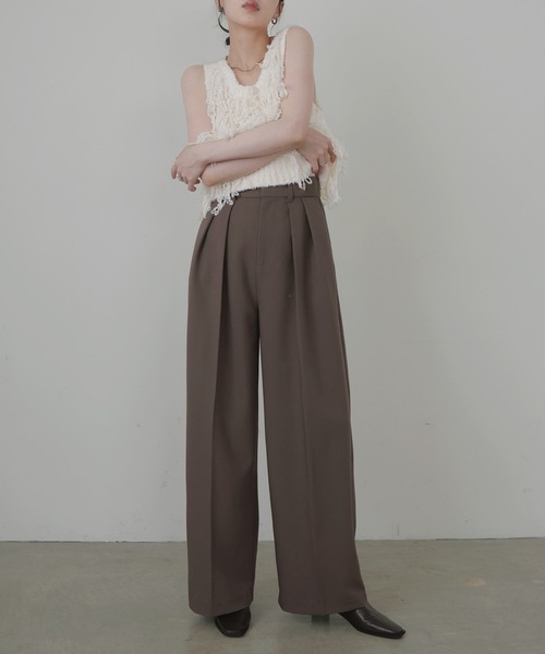 LIAN（リアン）の「ツータックワイドパンツ（スラックス・レディース・ブラック/グレイッシュベージュ/チャコールグレー/モカ/ブラウン・MEDIUM/MT）」の19枚目の写真
