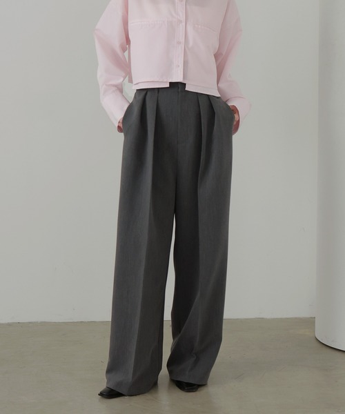 パンツ Lien サテンタックワイドパンツ（スラックス）｜LIAN（リアン）の