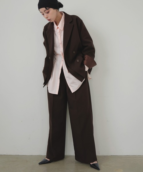 LIAN（リアン）の「ツータックワイドパンツ（スラックス・レディース・ブラック/グレイッシュベージュ/チャコールグレー/モカ/ブラウン・MEDIUM/MT）」の22枚目の写真