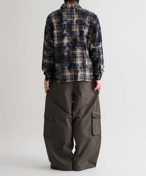 epnok シャツ 「EPNK」Tie-dye cut off check shirt / タイ