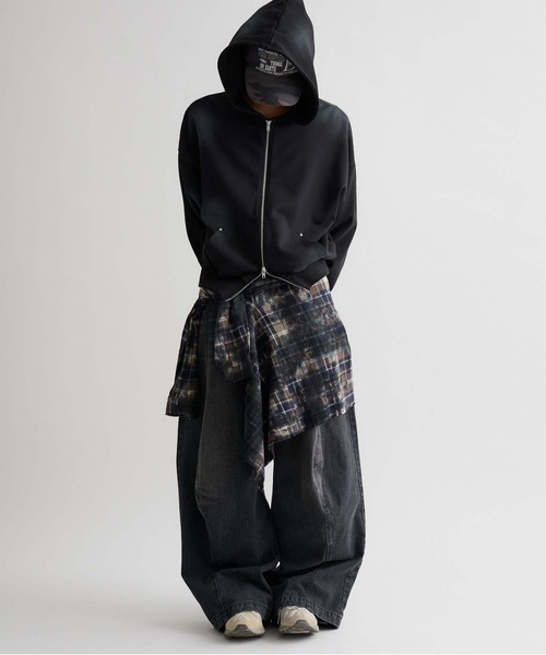 epnok Tie-dye cut off check shirt Lサイズ epnok シャツ 「EPNK」Tie-dye cut off check shirt / タイ