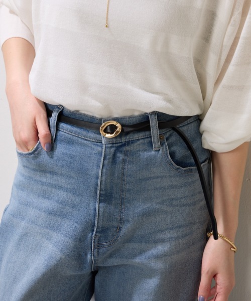 COLLAGE GALLARDAGALANTE（コラージュガリャルダガランテ）の「ホールレススキニーベルト（ベルト・レディース・ホワイト/ブラック・FREE）」の2枚目の写真