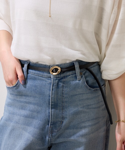 COLLAGE GALLARDAGALANTE（コラージュガリャルダガランテ）の「ホールレススキニーベルト（ベルト・レディース・ホワイト/ブラック・FREE）」の5枚目の写真