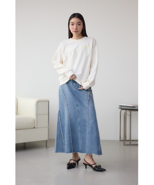 AZUL by moussy(アズールバイマウジー)の「ミニウラケプリントトップス(スウェット・レディース・オフホワイト/チャコールグレー/ライトグレー・FREE)」の6枚目の写真