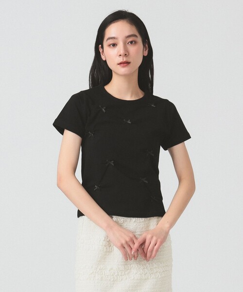 Ray BEAMS（レイビームス）の「ランダム ミニ リボン Tシャツ（Tシャツ/カットソー・レディース・ブラック/ホワイト・ONE SIZE）」の2枚目の写真