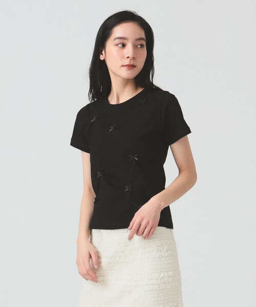 Ray BEAMS（レイビームス）の「ランダム ミニ リボン Tシャツ（Tシャツ/カットソー・レディース・ブラック/ホワイト・ONE SIZE）」の7枚目の写真