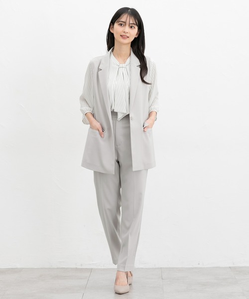 Honeys（ハニーズ）の「【ストレッチ・ウォッシャブル・イージーケア・接触冷感】テーラードジレ（ベスト・レディース・グレー/グレイッシュベージュ/ブラック/ネイビー・L/LL/M/S）」の9枚目の写真